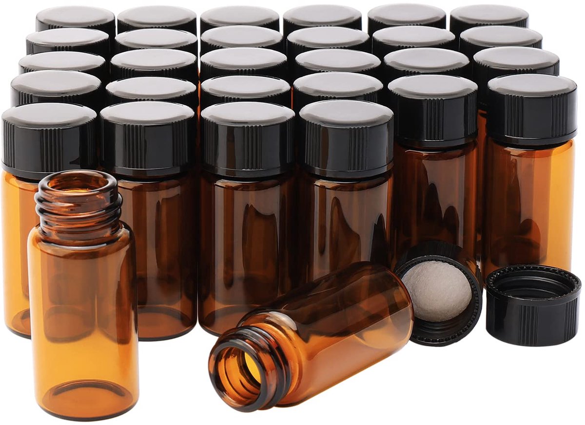 Dailygoods - 30 Stuks Bruine Glazen Flessen 5ml met Schroefdop