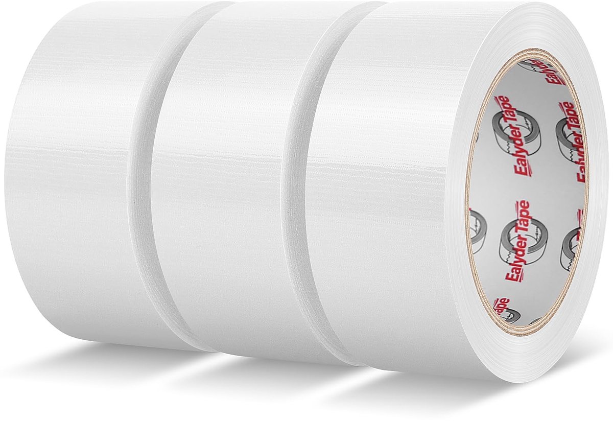 SnelShoppen - Ealyder Tape 3 Rollen Pantsertape Wit 50 mm x 27,4 m - Extra Sterk Waterdicht Textieltape voor Binnen en Buiten - Weefsel Versterkte Rep