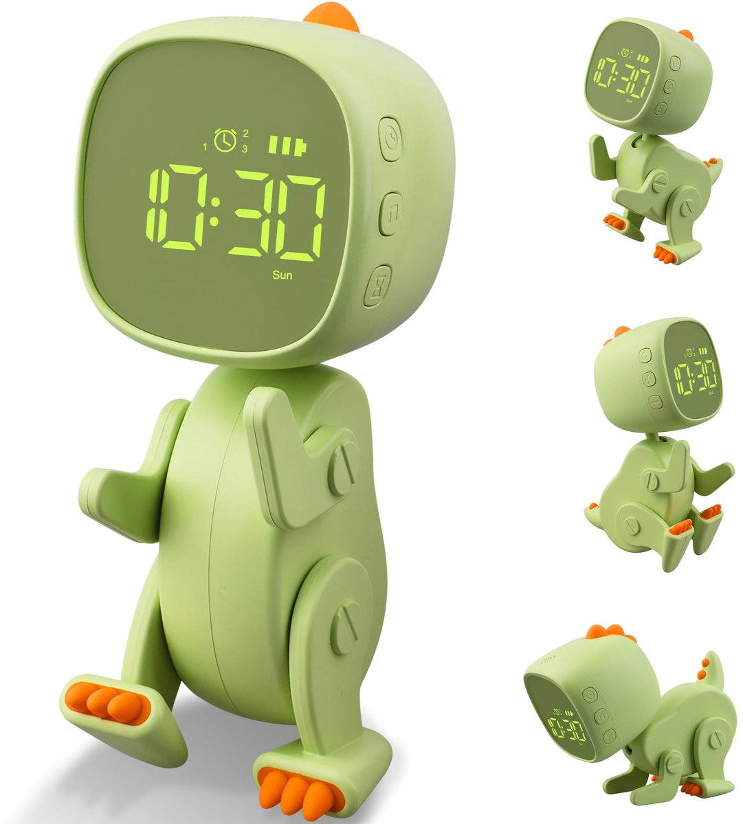 SnelShoppen - Digitale Wekker voor Kinderen met LED Nachtlampje, Snooze, Temperatuurdisplay, 12/24 Uur, Smaragdgroen, Perfect Cadeau voor Jongens en M