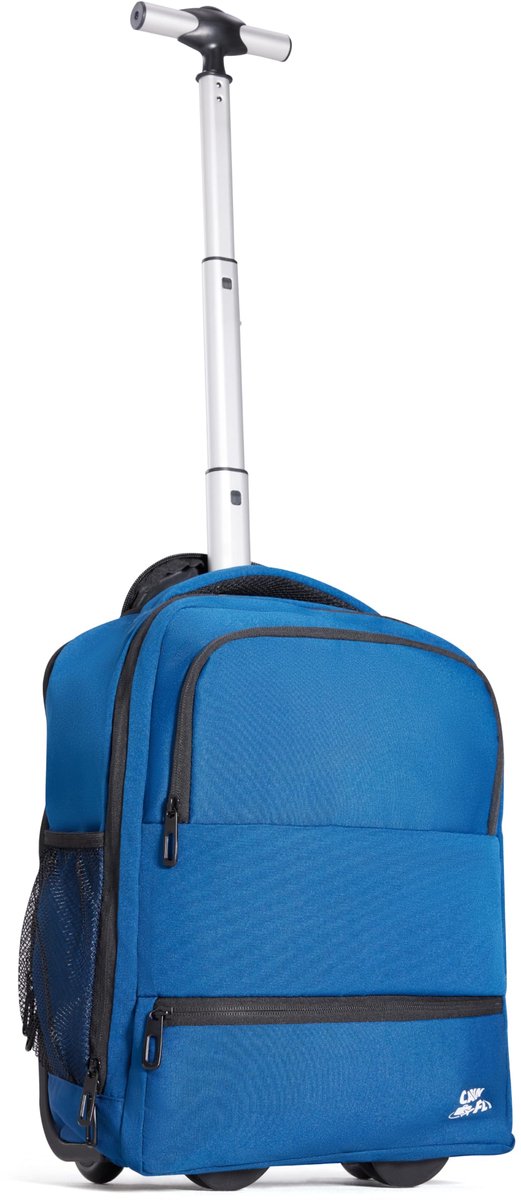 SnelShoppen - CabinFly Aircruiser Rugzaktrolley 40x30x20 cm met Wielen - Handbagage voor Ryanair & Wizzair - Reisrugzak Vliegtuig Handbagage Blauw