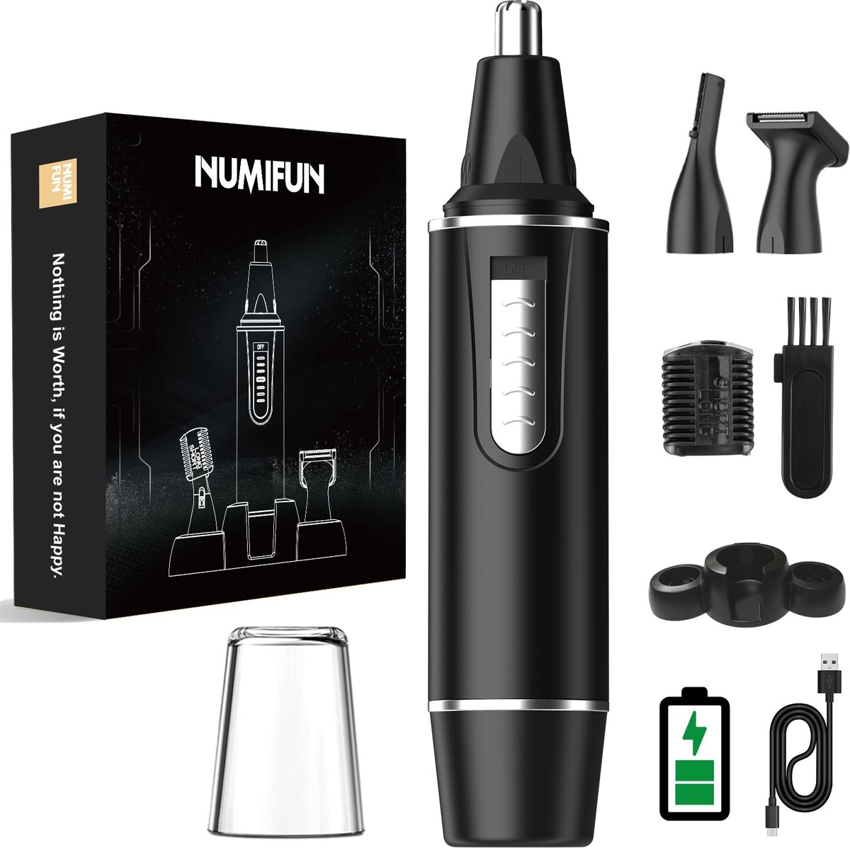 SnelShoppen - Nasenhaartrimmer 3 in 1 - Neushaarverwijderaar, Oorhaarsnijder, USB Oplaadbaar, IPX7 Waterdicht, Eenvoudige Reiniging voor Mannen en Vro