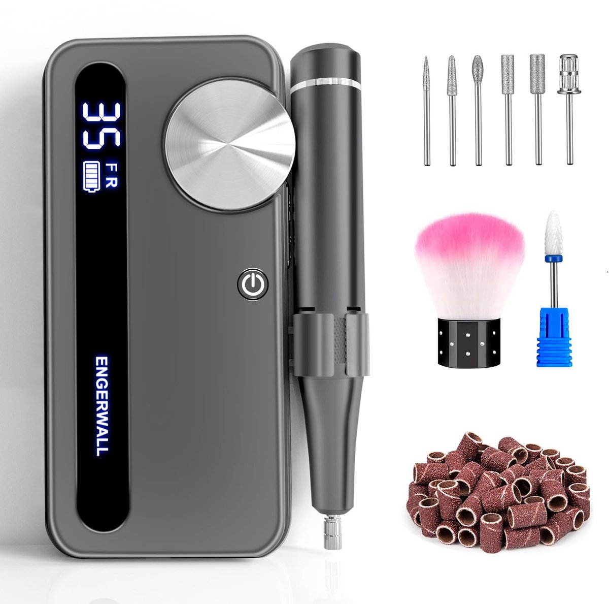 SnelShoppen - Professionele Nagelfrees 35000 RPM, Draadloze Elektrische Nagelvijl met 13 Bits en 56 Schuurbanden, Oplaadbare Manicure & Pedicure Set m
