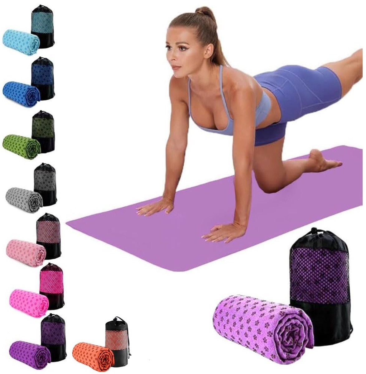 SnelShoppen - Oaygat Yogahanddoek - Zweetabsorberend, Antislip, Sneldrogend, Ademend, Mesh-Draagtas - Perfect voor Bikram, Pilates, Sportschool, Train