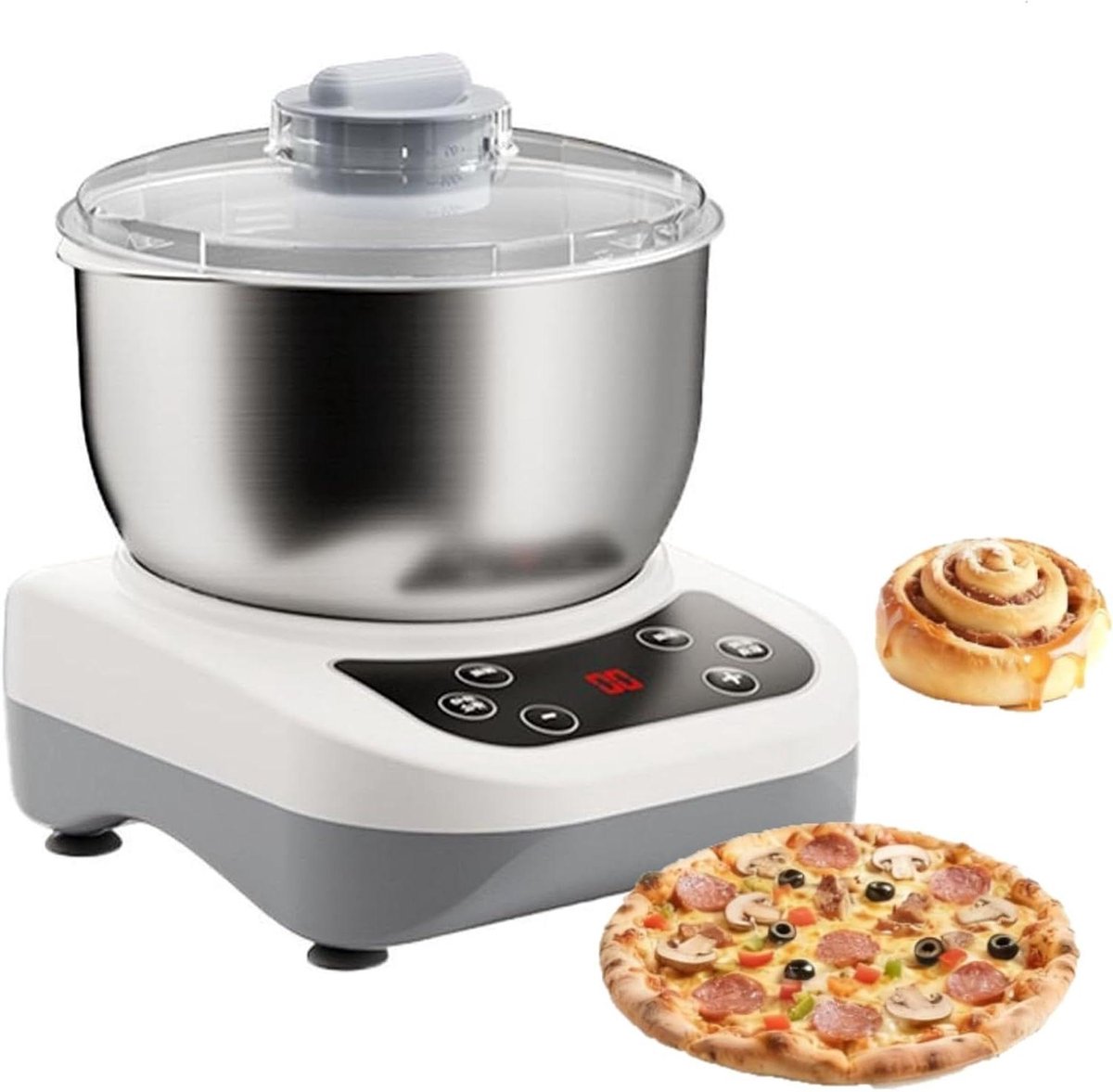 Deegmixer - Kneedmachine Keukenmachine - Brood Bakken - Gisting op Constante Temperatuur - 9L Roestvrij Staal - Zilver
