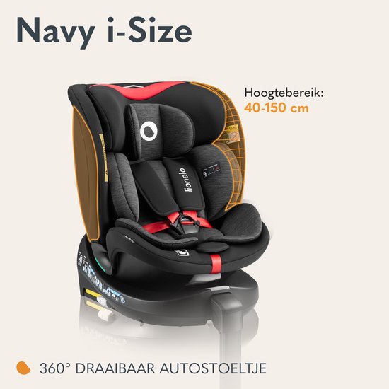 Lionelo Navy - i-Size Autostoeltje - Draaibare - 360° EasyTurn - ISOFIX 40-150cm - Groep 0-1-2-3 van LIONELO — afbeelding 3