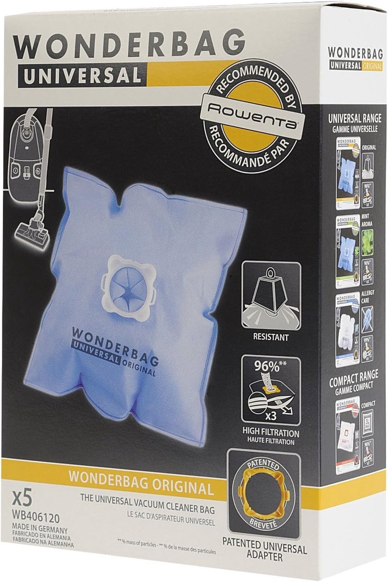 Stofzuigerzakken Universeel - Reservezakken Aspirator - Stofzuigen Huis - Gepatenteerde Adapter - 5 stuks - Blauw