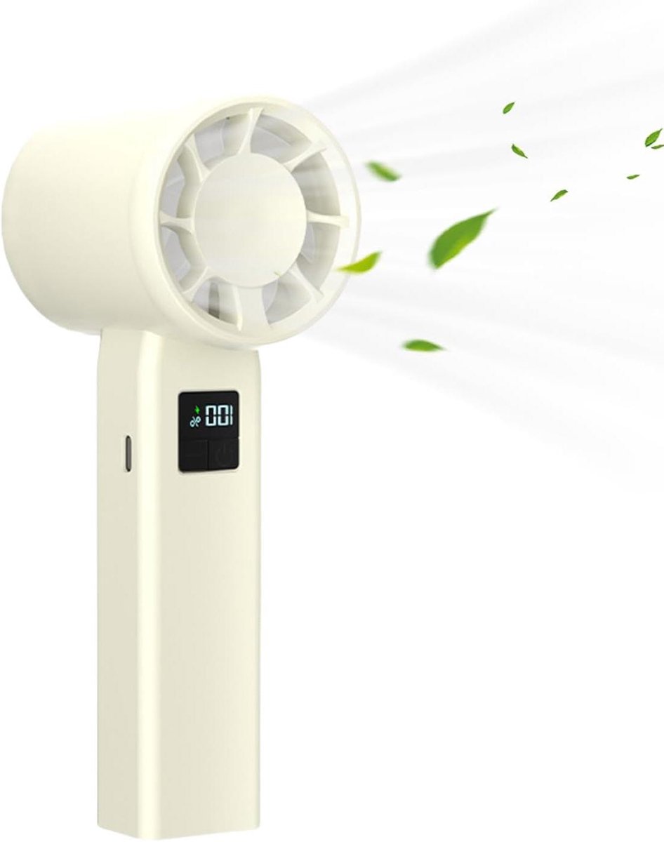 Draagbare Handventilator - Mini Ventilator - Persoonlijke Koeling - Fluisterstil Ontwerp - 46x45x46 mm - Crèmekleurig