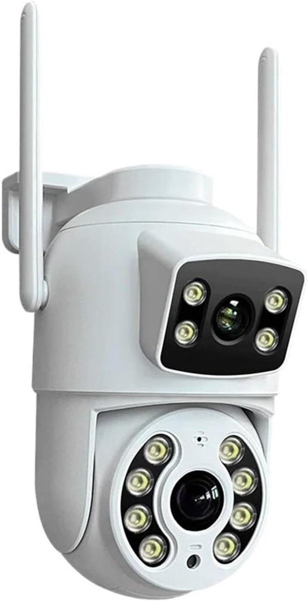 IP Camera - Beveiligingscamera WiFi - Huis Beveiligen - Dubbele Lens Dual Screen - 4MP - Wit
