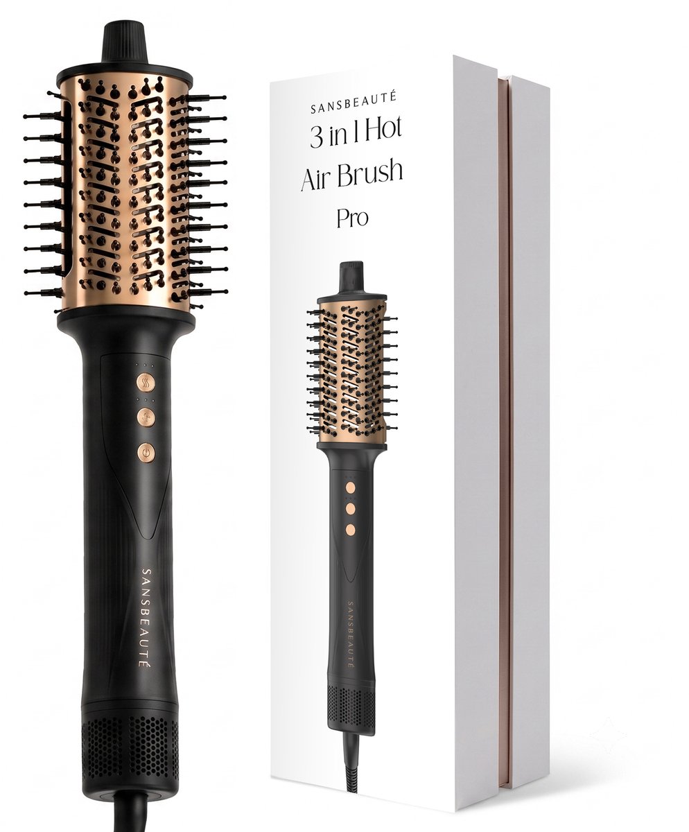 Sansbeauté 3-in-1 Blow Out Föhnborstel - Blowout Brush - Brush Borstel Föhnen - Multistyler - Hot Brush - Haarborstel - Thermal Brush - Heat brush - Brosse Soufflante - Heated Haarborstel - Stijlborstel - Volume Warmteborstel