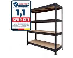 FLOORDIREKT Rekken met grote spanwijdte - Stellingen voor zwaar gebruik - Zwart - Draagvermogen tot 1500 kg - 177 x 160 x 60 cm