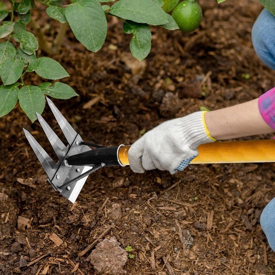 Onkruidverwijderaar Hark - Handhark Tuin - Onkruid Wieden - Dubbelzijdig Ontwerp - 3 Tanden - Niet gespecificeerd — afbeelding 2