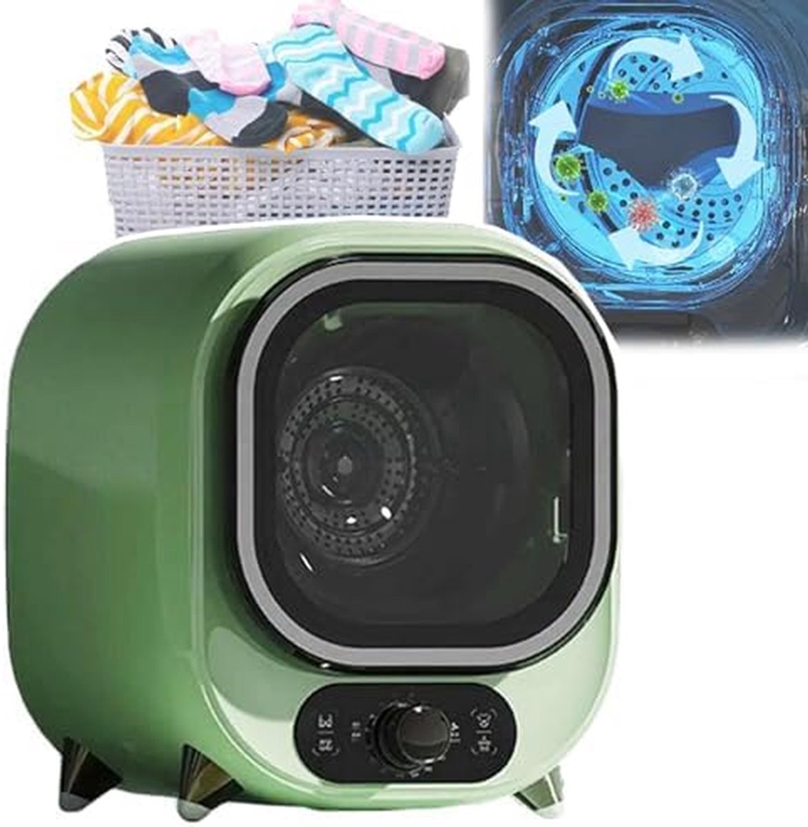 Mini Tumble Dryer Kleine Droger Compact Kleding Drogen Dubbele Droogstanden 18L Capaciteit Blauw