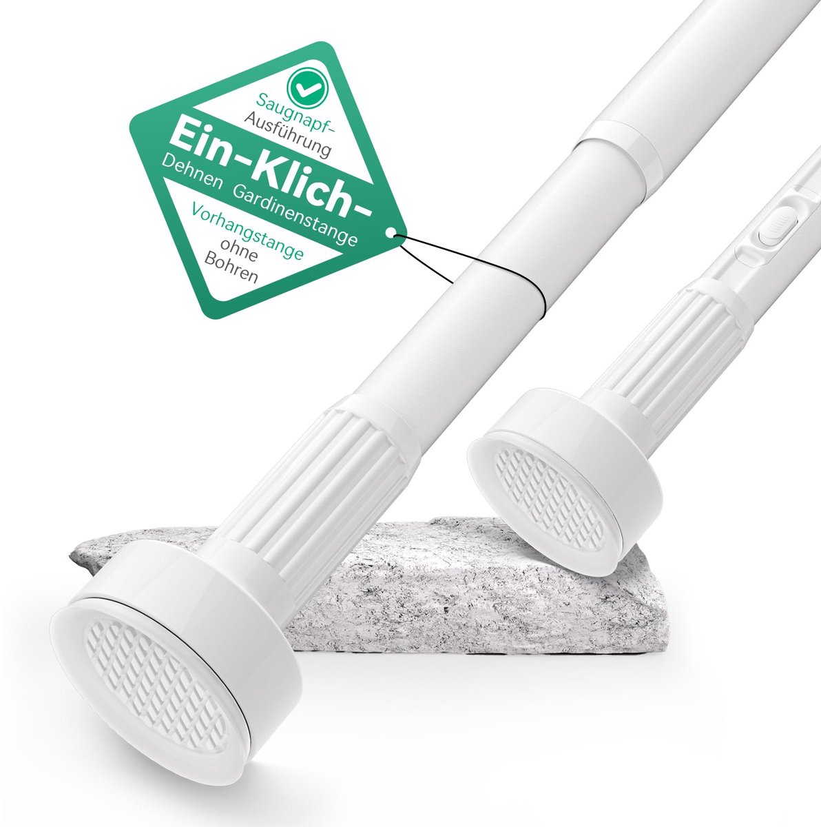SnelShoppen - Telescoopstang Klem 70-120 cm Ø 32 mm Wit - One-Touch Stretch Gordijnstang - Geen Boren - Douchegordijnstang - Kledingstang - Klemstang