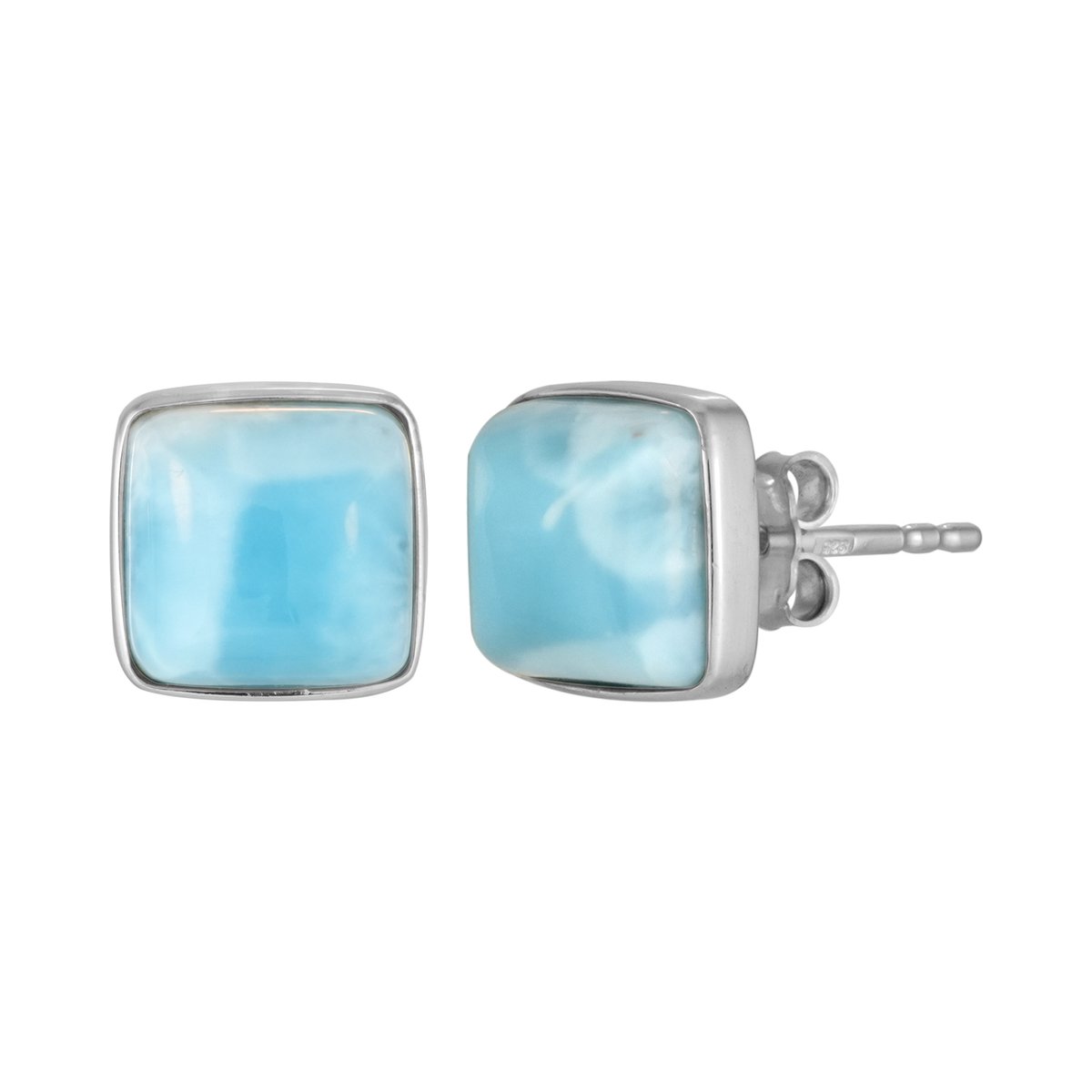 Cavill - Zilveren Oorbellen - 925 Sterling Zilver Gerhodineerd - Larimar Antiek Kussen Cabochon 6,3 ct - Elegante Vintage Larimar Sieraden
