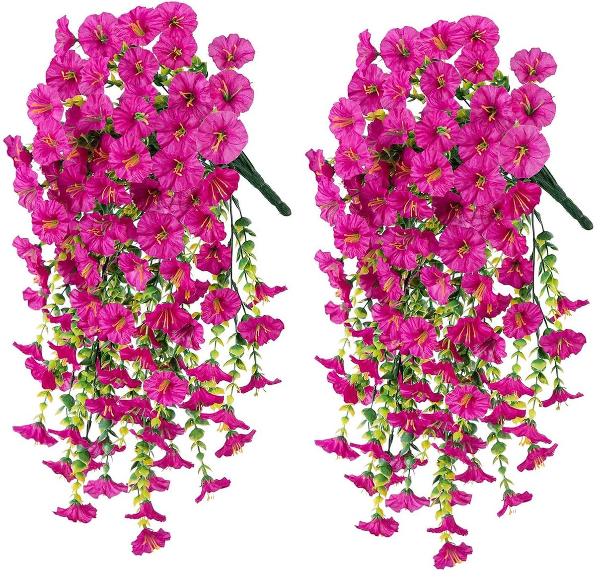 Flintry 2 stuks uv-bestendige kunstbloemen voor buiten, 75 cm realistische bougainvillea-bloemen van kunstzijde, nep hangplanten voor op de veranda of het balkon Rosérood