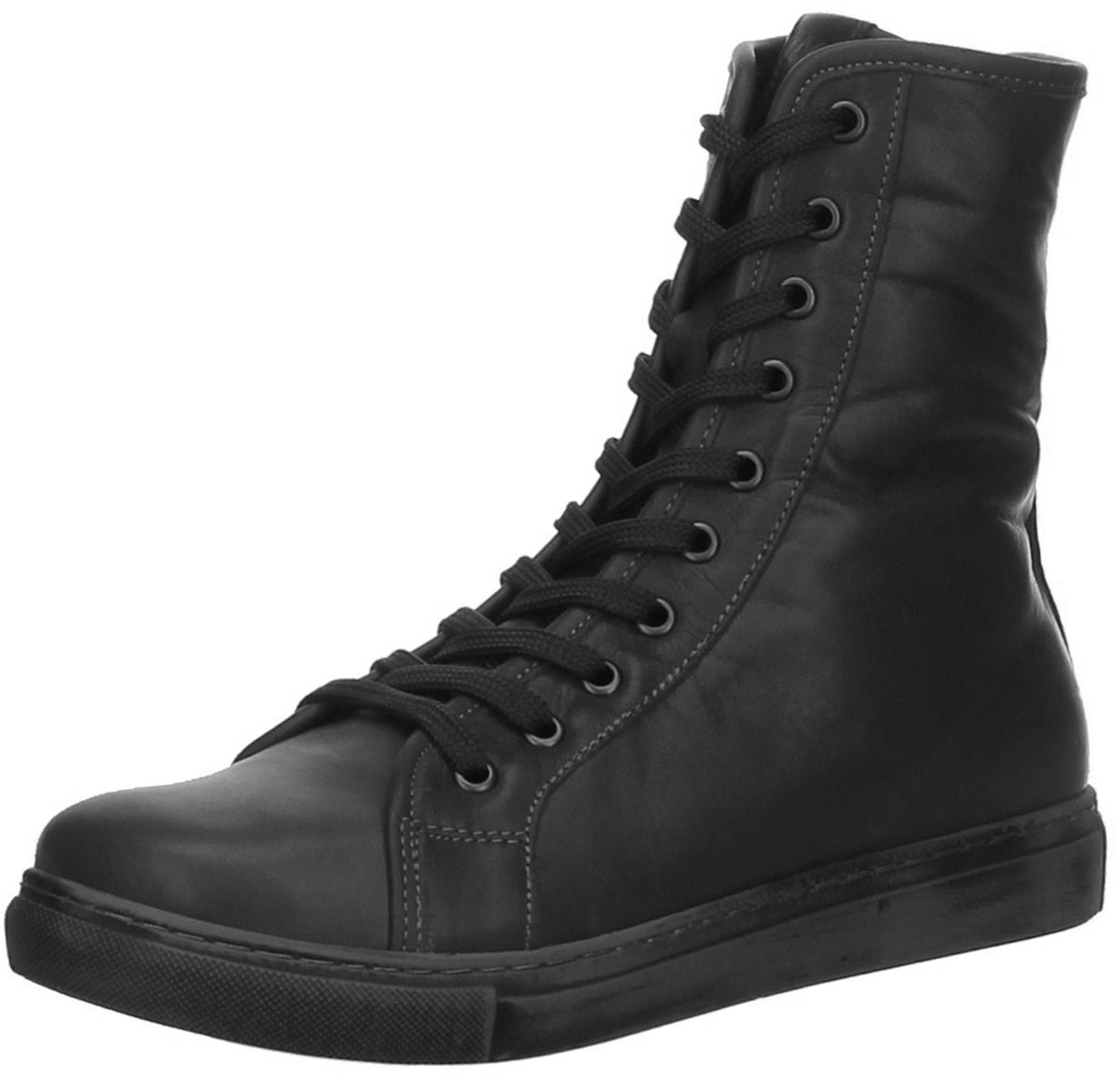 Andrea Conti Dames Leren Veter Enkellaars Uitneembaar Voetbed 0342856672 Zwart
