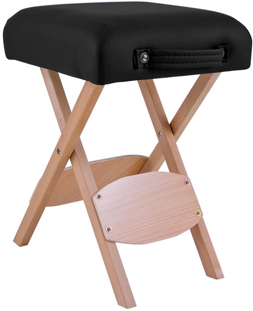 Dailygoods - Opvouwbare Kruk van Hout met Gevoerde Zitting - Lichtgewicht en Handig voor Binnen en Buiten