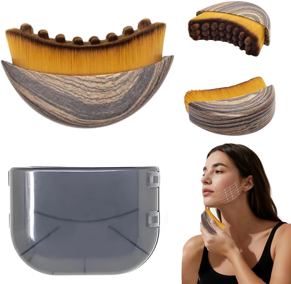 Dailygoods- Lymfedrainageborstel Ergonomisch Ontwerp - Gezichtsmassage Borstel - Massageapparaat - Droog Borstelgereedschap - Polypropylen - 8 x 6 cm - Gezichtsmassageborstel
