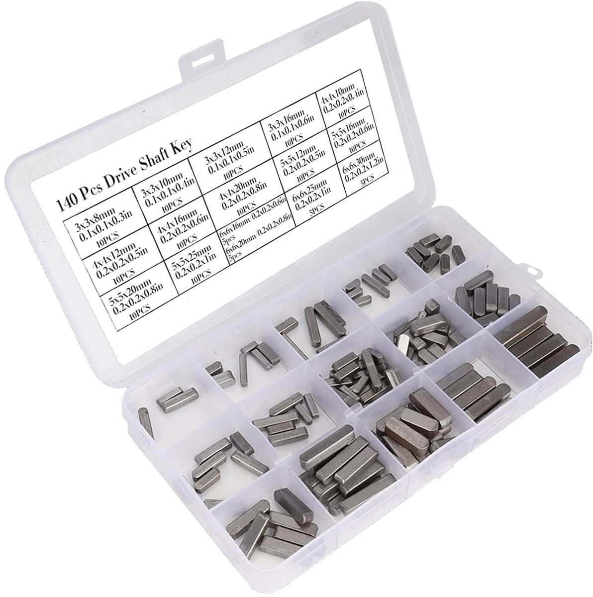 Dailygoods - 140 Stuks Aandrijfas Sleutel Parallel - Veer Sleutel Gear Asaandrijving voor Mechanisch Gebruik