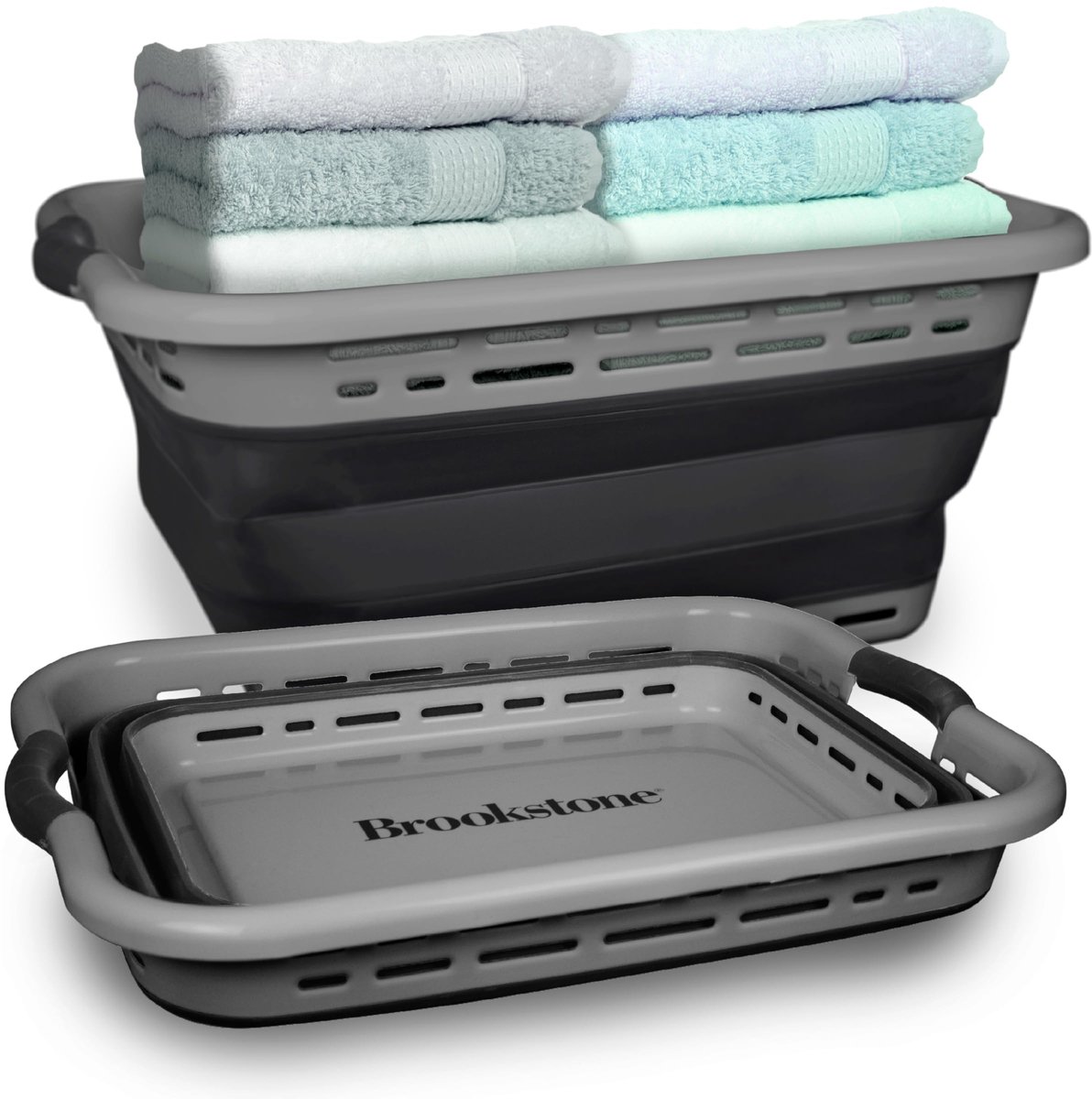 SnelShoppen - Opvouwbare Wasmand 61 cm - 11 Gallons - Antislip Handgrepen - Ruimtebesparend en Draagbaar - BPA Vrij - Minimalistisch Design voor Thuis