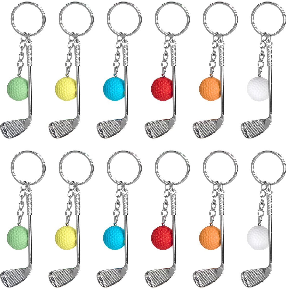 Dailygoods - Mini Golf Sleutelhanger Set - 12 Stuks in 6 Kleuren - Perfect voor Golf Liefhebbers