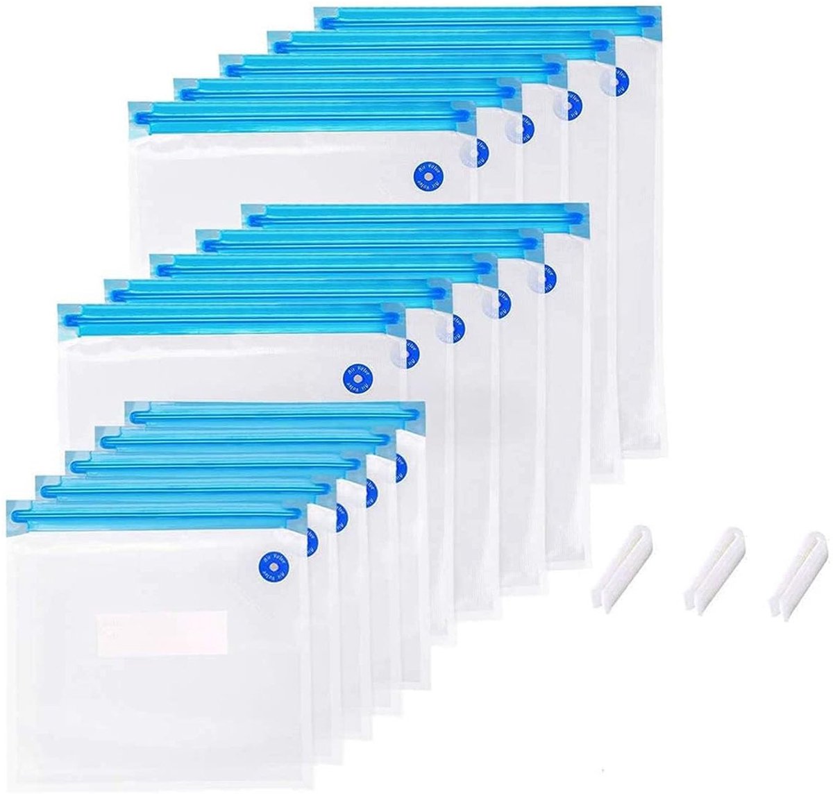 Dailygoods - 18 Stuks Herbruikbare Vacuümverzegeling - Ruimtebesparende Vacuumzakken
