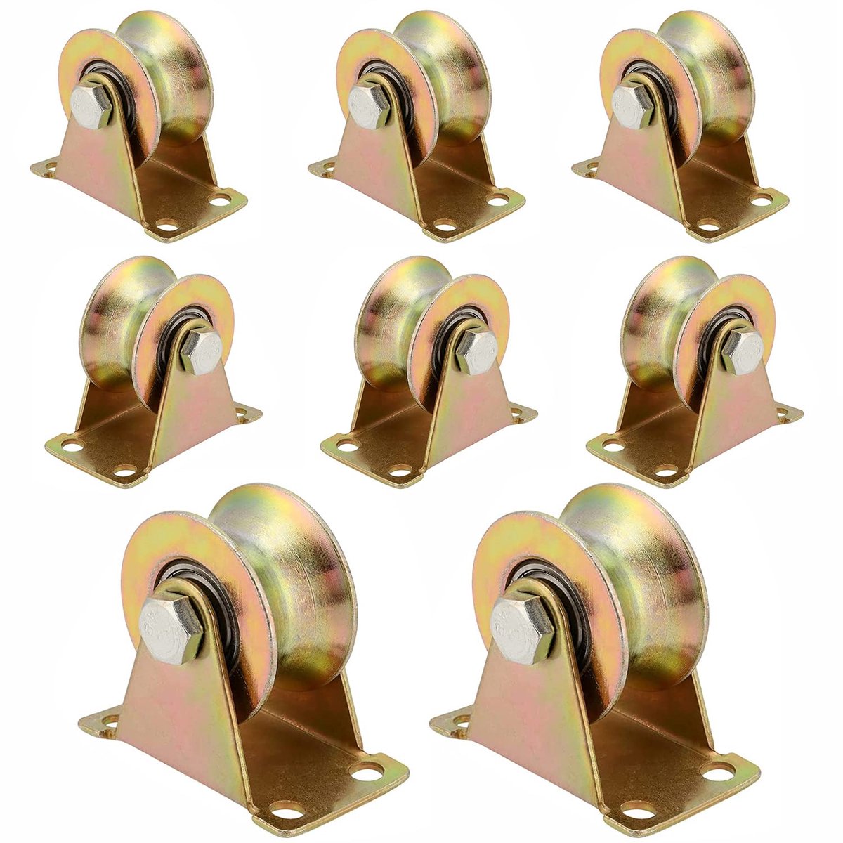 Dailygoods - 8 Stuks Constructie Heftakels - Enkele U-Galvaniseerde Stalen Pulley met Lagers