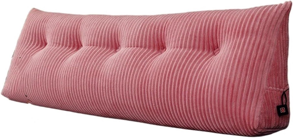 Driehoekig Kussen - Hoofdeinde Kussen - Rug Ondersteuning - Met Zijvak - 50x200cm - Roze