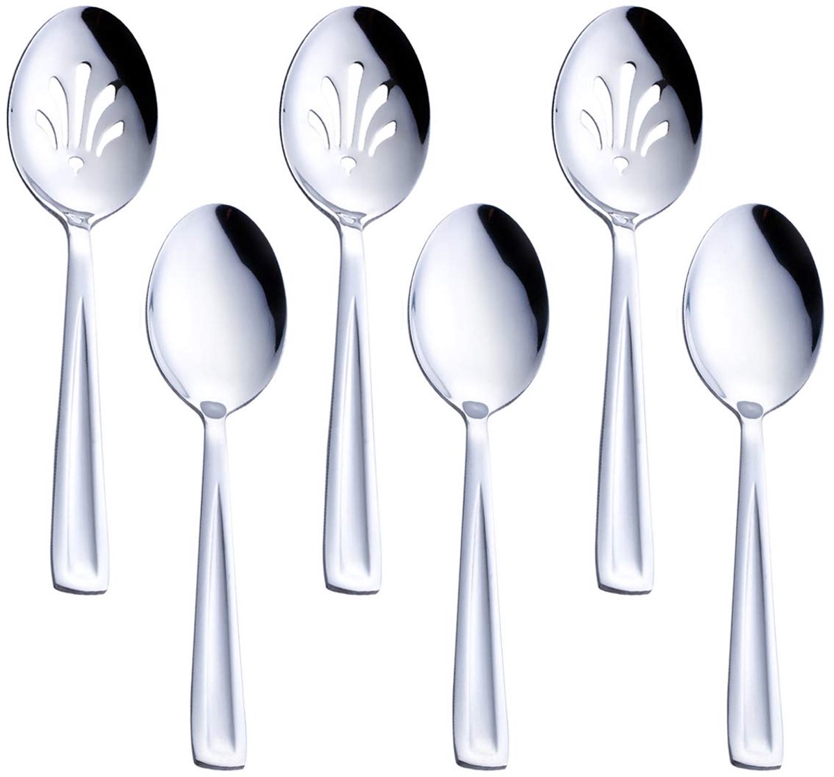 Dailygoods- Serveerset 6-delig - 3 Grote Lepels/3 Sleuflepels - Roestvrij Staal - Vaatwasmachinebestendig - 24,1 cm - Duurzaam en Elegant - Serveerbestek