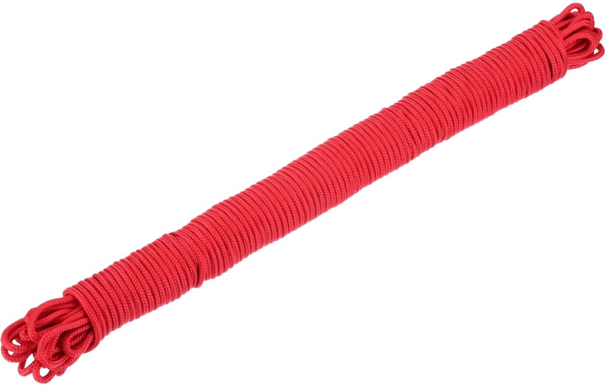 Dailygoods - Polypropeen Gevlochten Touw 30m - Rood Camping Accessoire