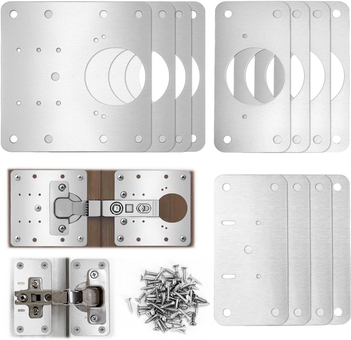 Dailygoods - Hinge Repair Plate Set van 12 - Scharnier Reparatieplaten met Schroeven