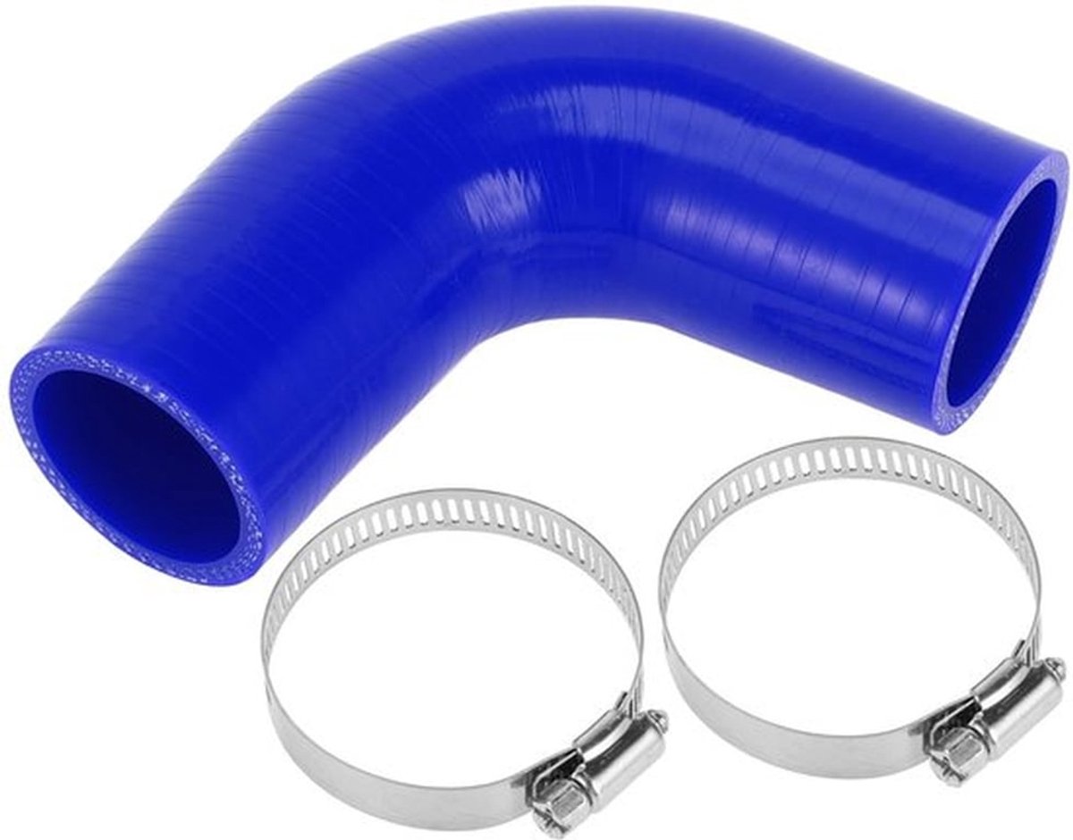 Siliconen Slang 90 Graden - Binnendiameter 40mm - Lengte 90mm - Meerlaags Geweven - Bestand tegen Hoge Temperatuur - Inclusief Klemmen - Koelslang