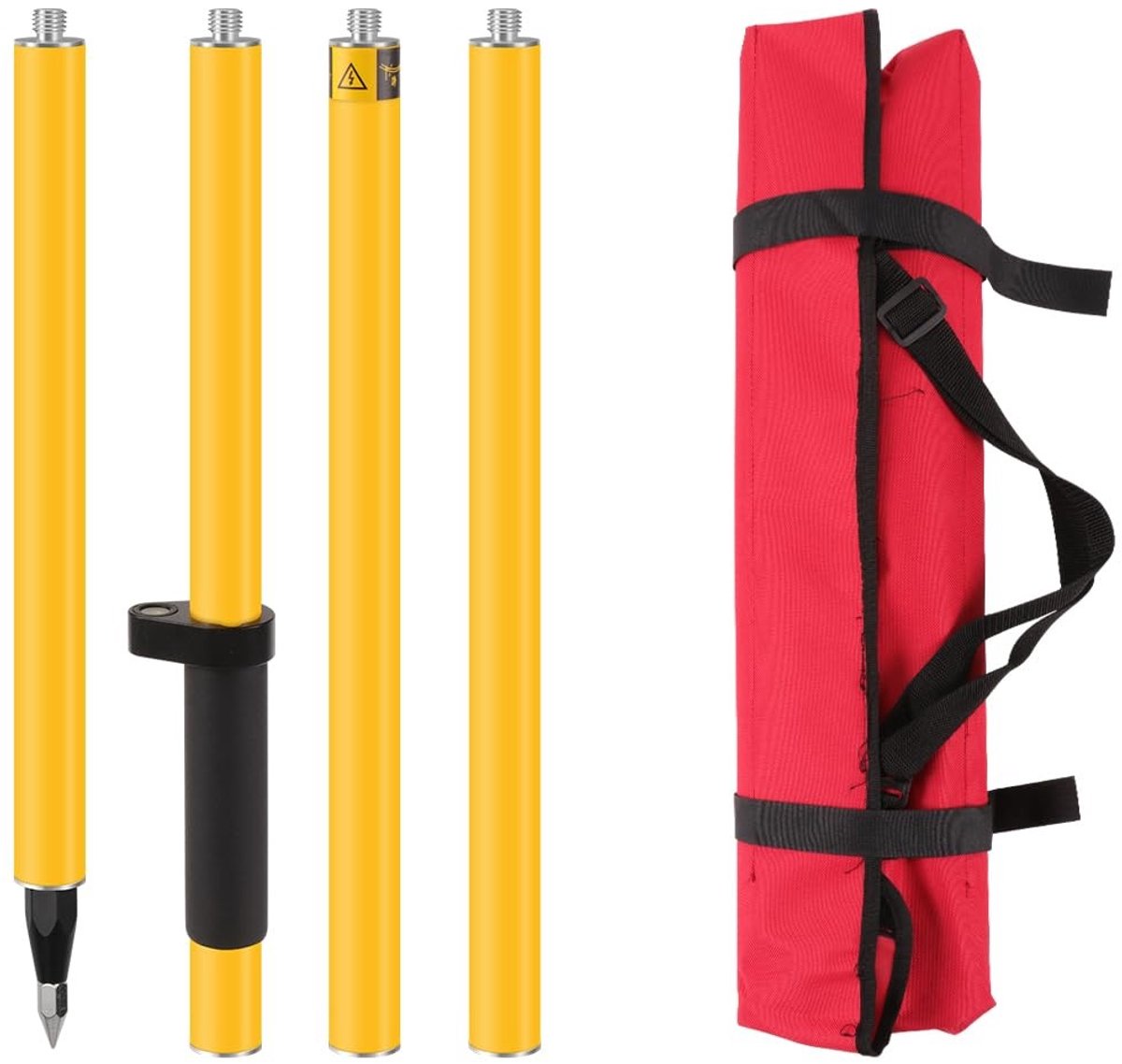 Dailygoods- Prismastok 2M Uitschuifbaar - GPS Stok - Aluminium - 4 Secties - Duurzaam - Inclusief Zachte Tas voor Opslag - Meetlat