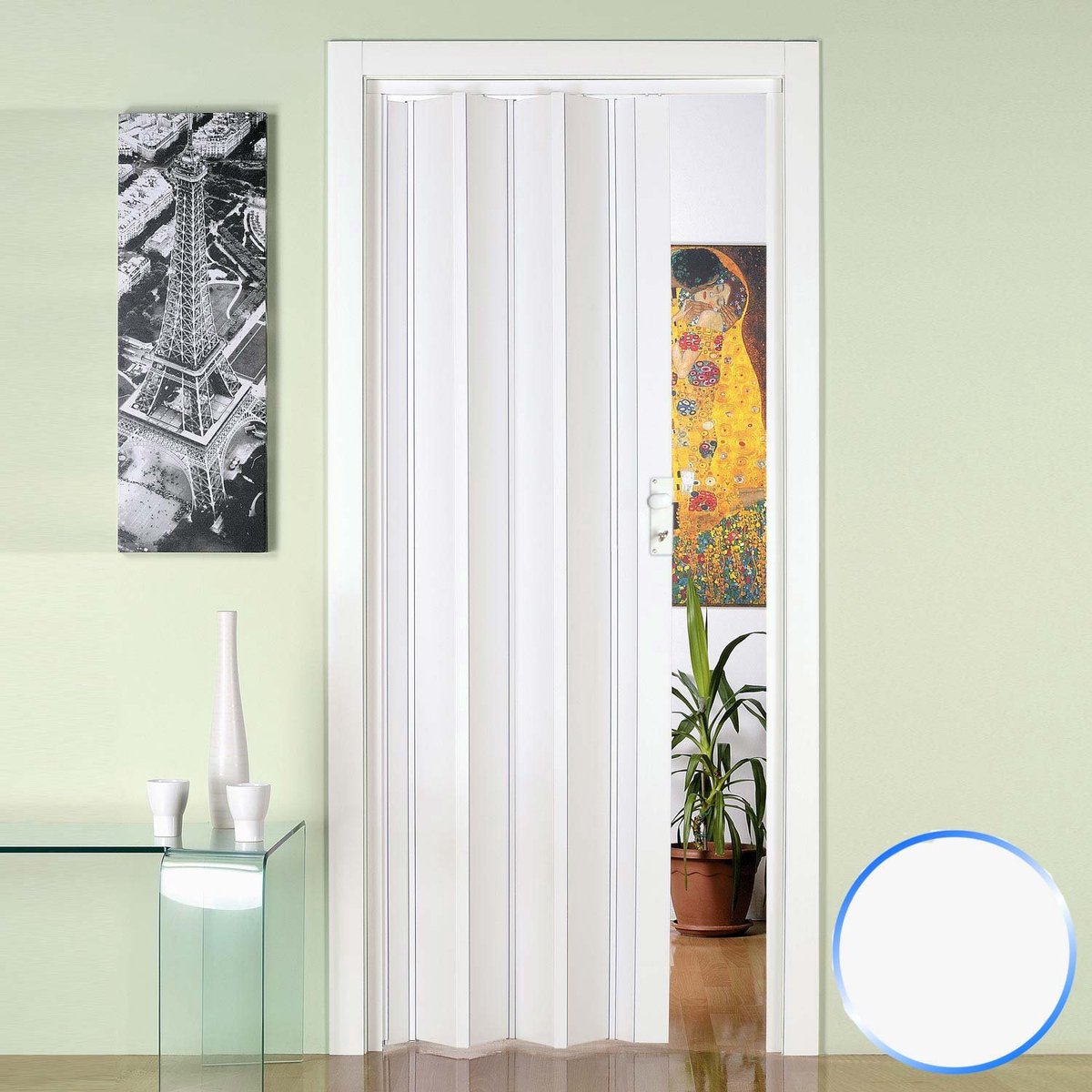 Dailygoods- Vouwdeur PVC 88,5x214 cm - Wit - Omkeerbaar - Stijve afdichting - Aluminium slot - Lichtgewicht 2,7 kg/m² - Interieurdeur