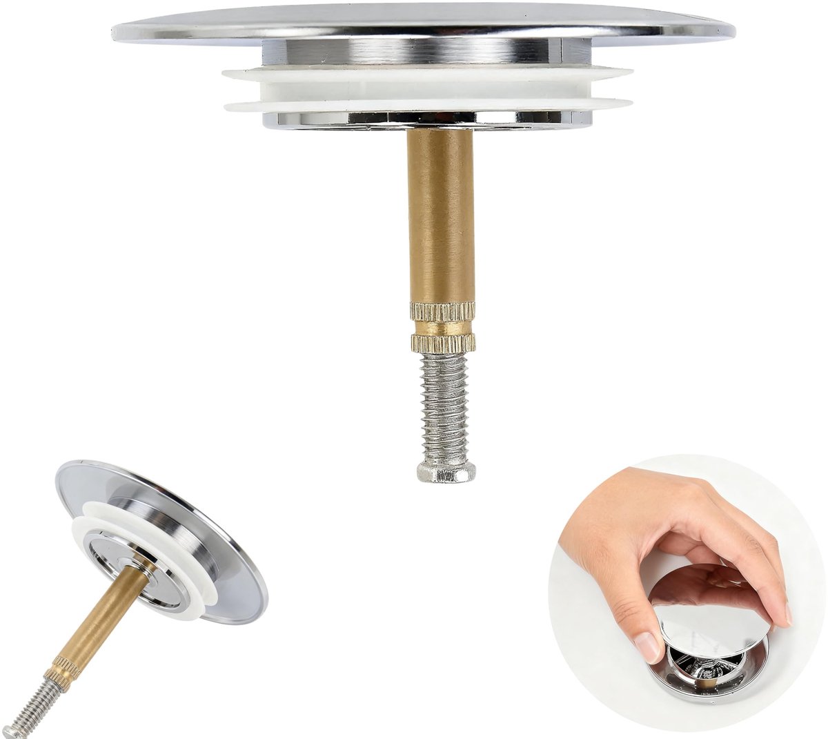 Dailygoods- Badplug 72 mm - Verstelbaar ontwerp 50-60 mm - Duurzame koperen behuizing - Premium verchroomd - Eenvoudig te installeren - Uitstekende lekbescherming - Afvoerplug