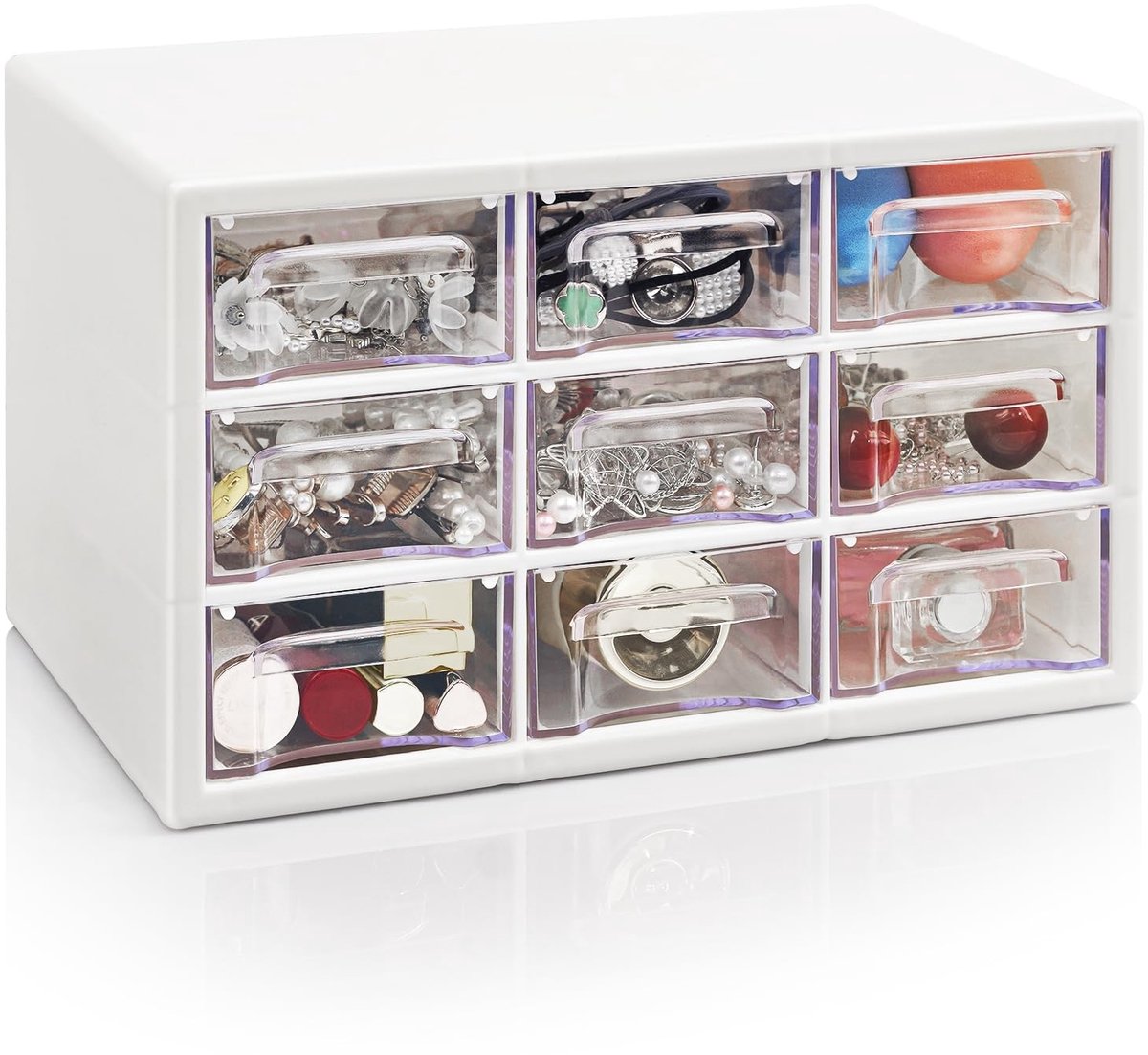 Dailygoods - Opbergdoos met 9 Lades - Stapelbare Transparante Bureau Organizer voor Make-up en Kantoor