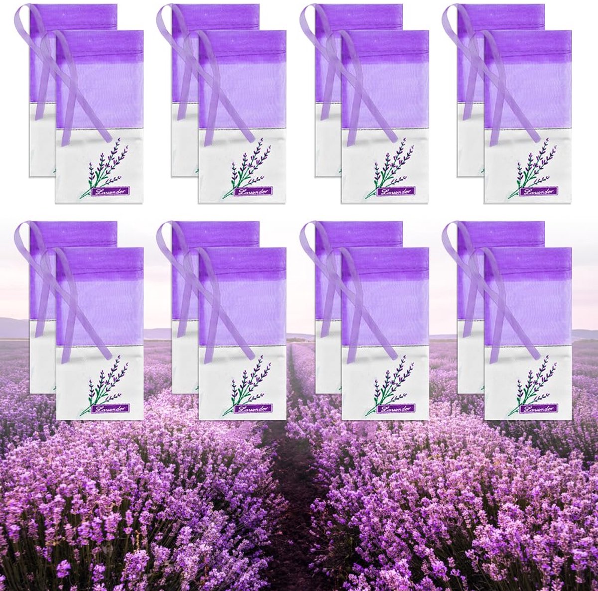 Dailygoods - 40 Stuks Lege Lavendelzakjes met Touwtjes - Organza Geurzakjes voor Kasten en Kleding