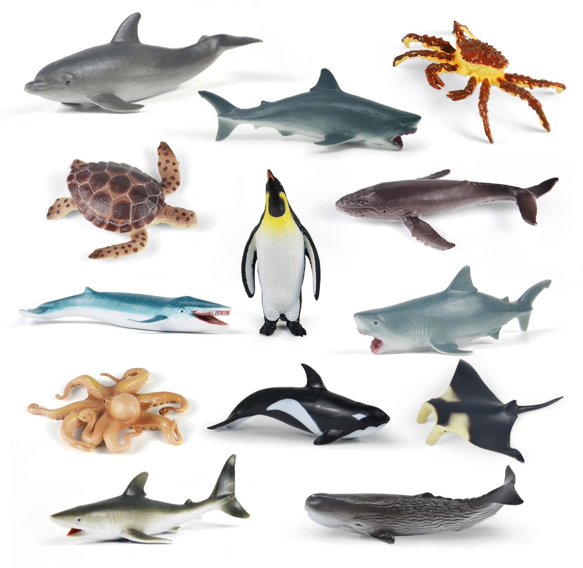 Dailygoods- Zeedierfiguren 12 stuks - Oceaanspeelgoed - Mini-mariene Speelgoed - Dierenfiguren - Realistische Zeedieren - Educatief Speelgoed - Oceanspeelgoed
