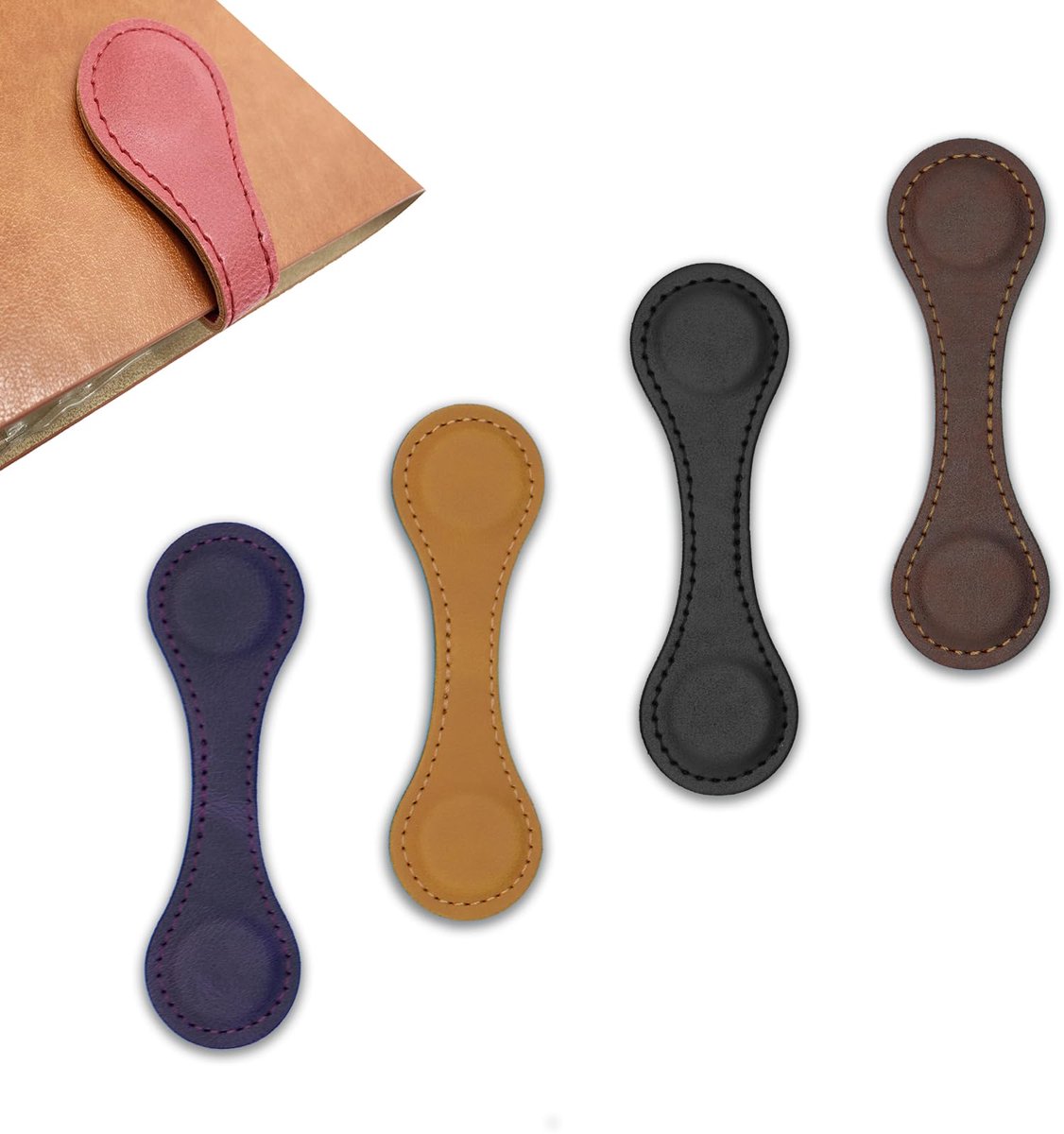 Dailygoods - Set van 4 Magnetische Boekenleggers - Dubbelzijdig Retro Design