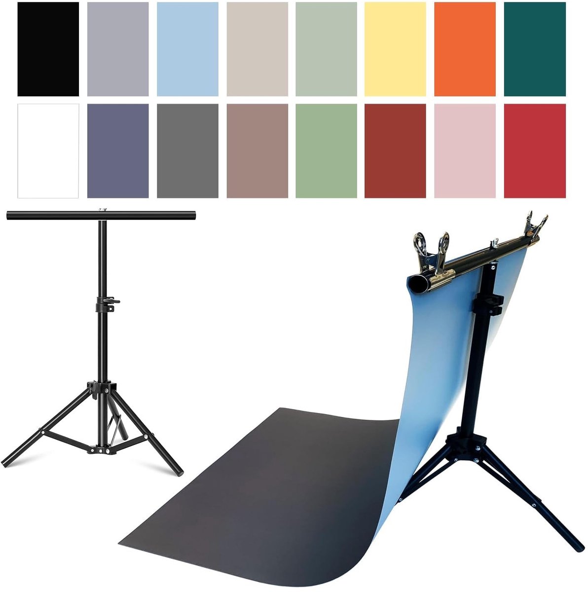 Dailygoods - 8 Stuks Papieren Foto Achtergronden met Standaard - 55,9 x 86,4 cm, Dubbelzijdig, Naadloos
