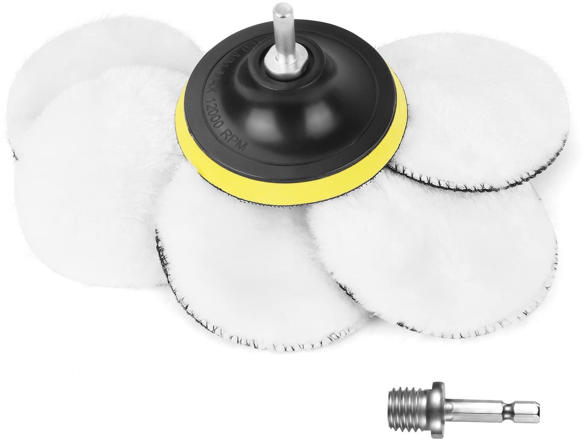 Dailygoods - Polijstset met 5 Stuks Wol Polijstpads en Booradapters voor Auto