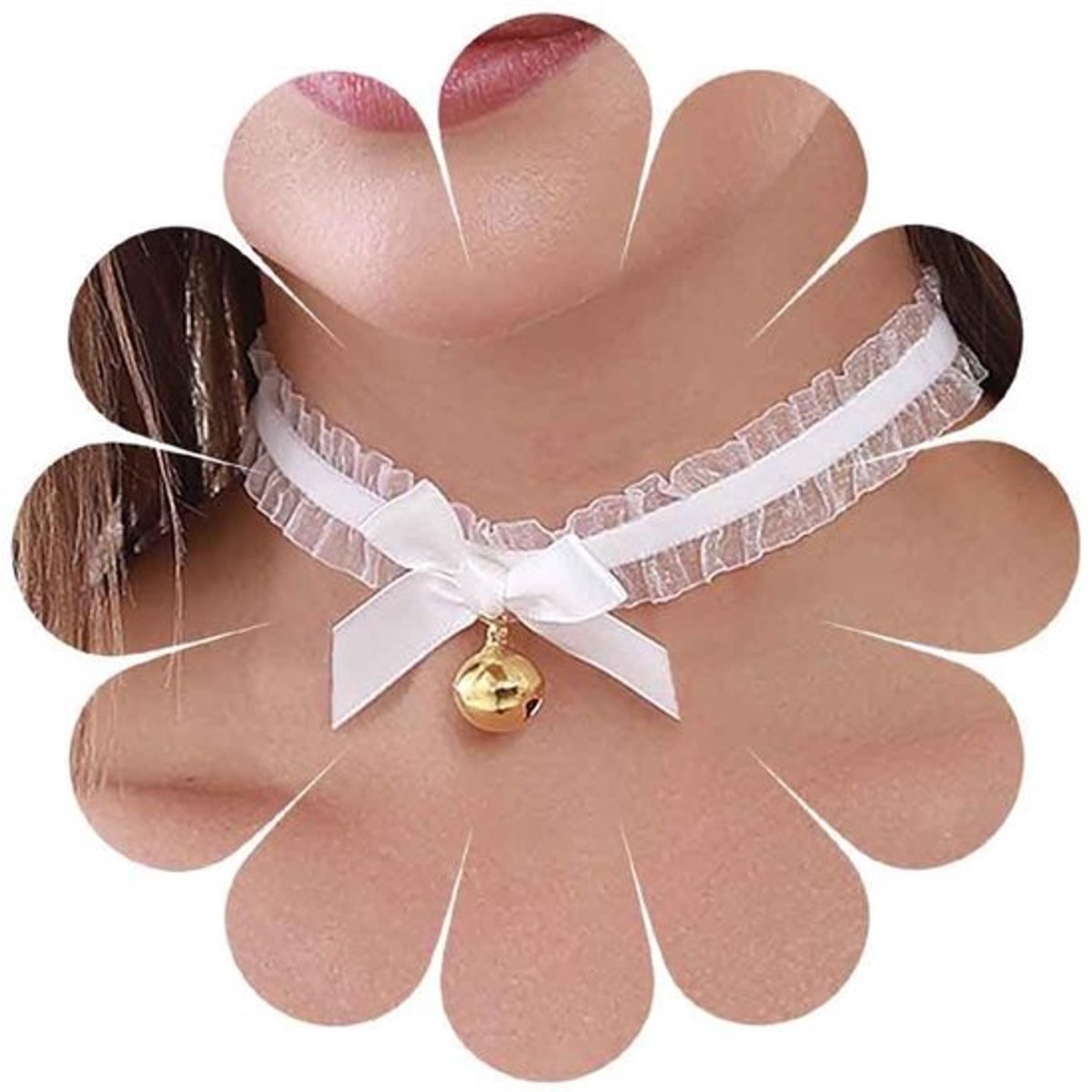 Gotische kanten halsketting, zwarte kant, strikken, halsketting, goudkleurige belletjes, kraag, halsketting, brede kant, halsketting, halsketting, halsketting, lolita cosplay kostuum