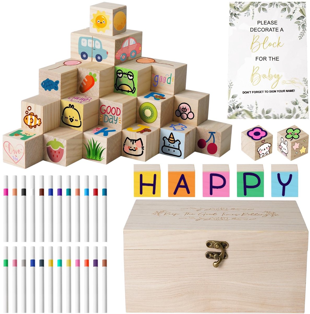 Dailygoods- Babyshower Spellen Set van 78 - Grappige Decoratiespellen - Doe-het-zelf Activiteiten - Schilderen/Knutselen - Geschikt voor Jongens/Meisjes - Perfect voor Babyshowers