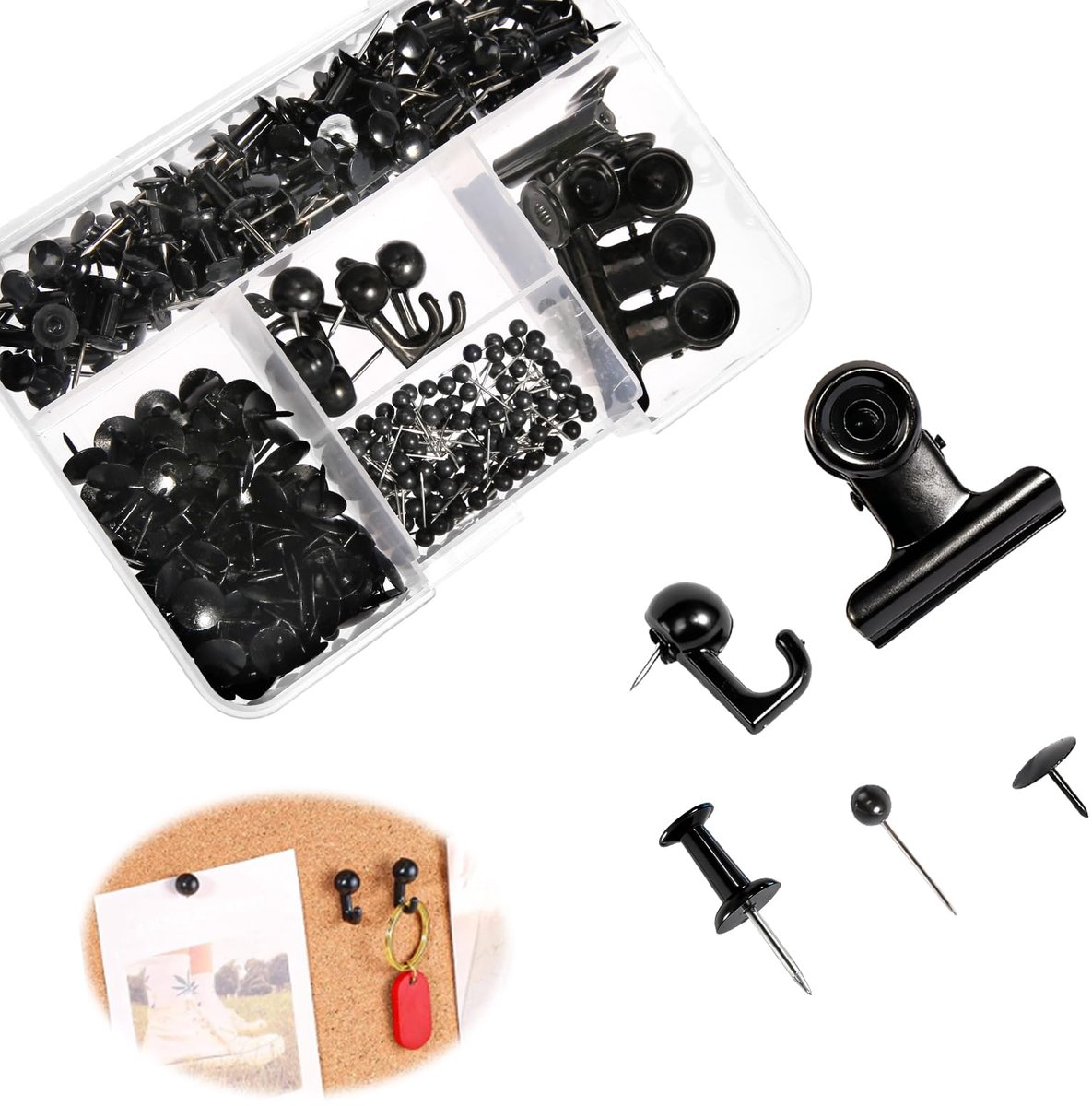 Dailygoods - 310 Stuks Punaises - Multifunctionele Pinspelden in Zwart