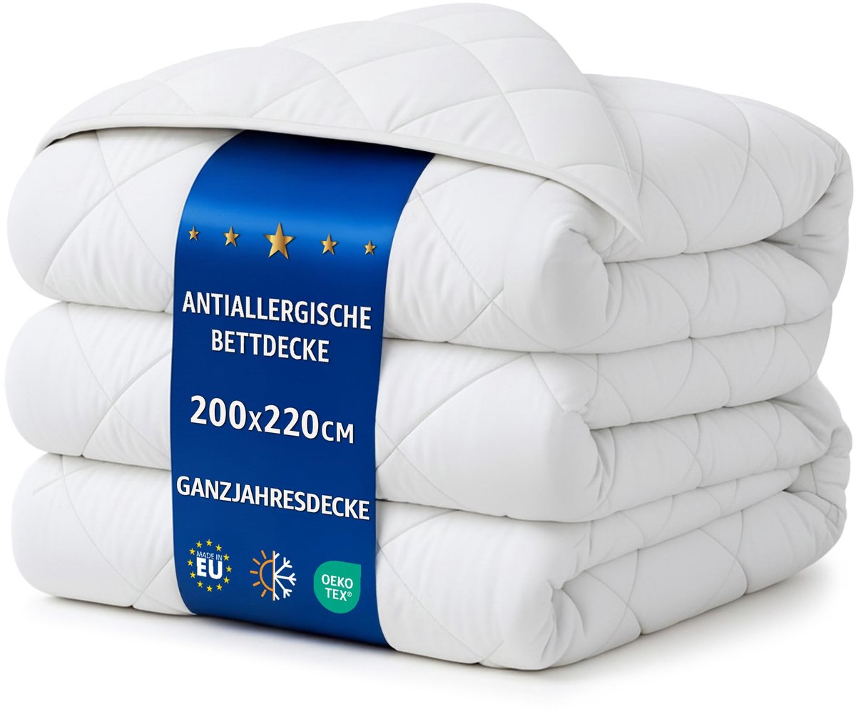 SnelShoppen - Dekbed zonder Overtrek 220 x 200 cm - All-Season Gewatteerd Microvezel Dekbed - Oeko-Tex Kwaliteit - Ideaal voor Comfortabel Slapen in A