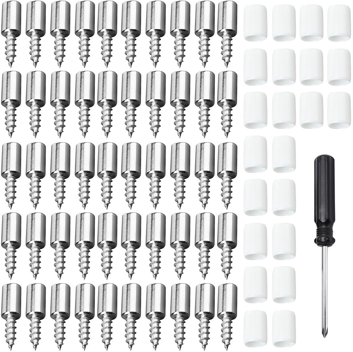Dailygoods - Set van 50 Zelftappende Planksteunen met Rubber Bescherming - Metalen Steunen voor Meubels en Kasten