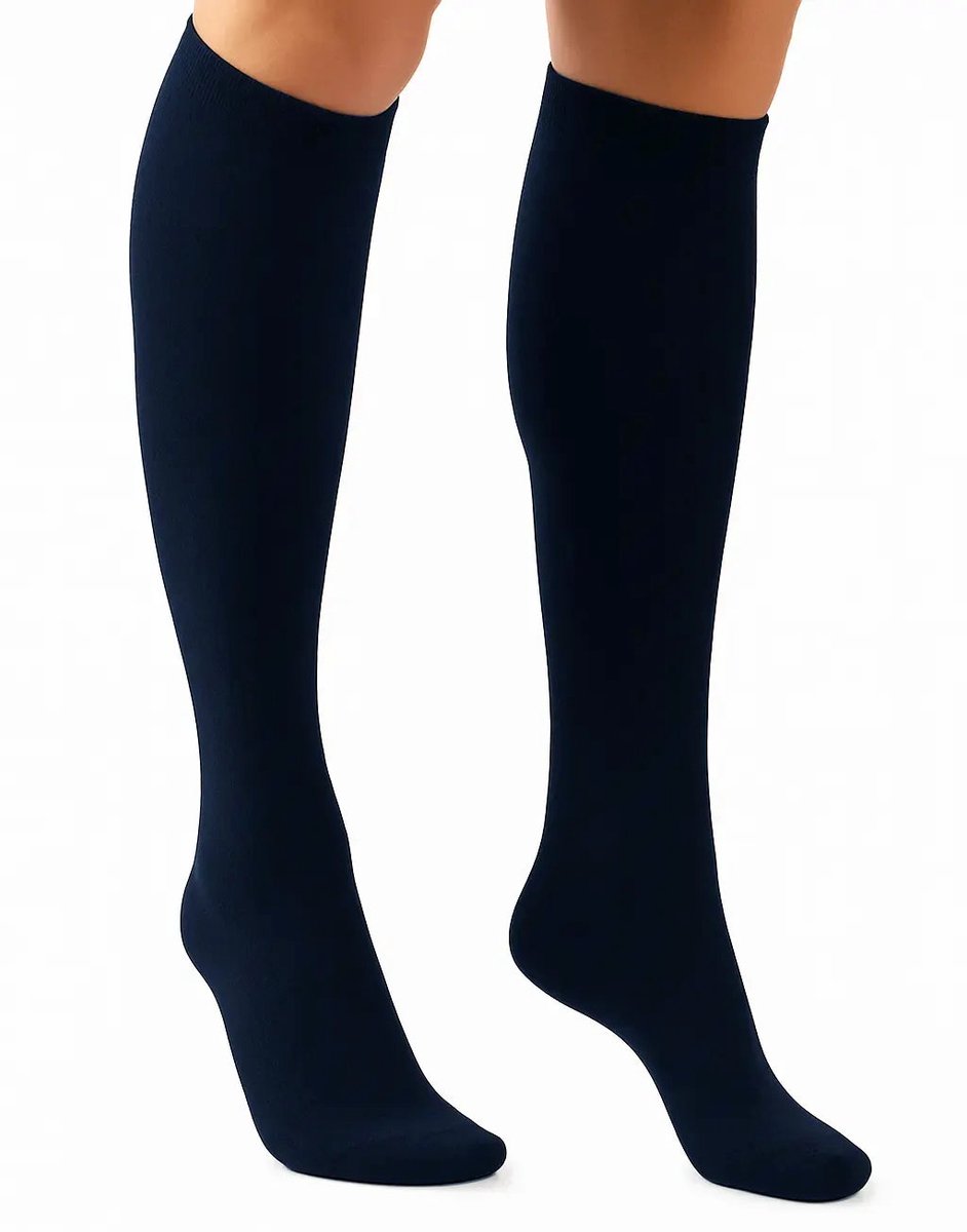 Yellow moon Yellowmoon kinder/dames kniekous 1 paar - Hoge katoeken sokken - 42 - Blauw