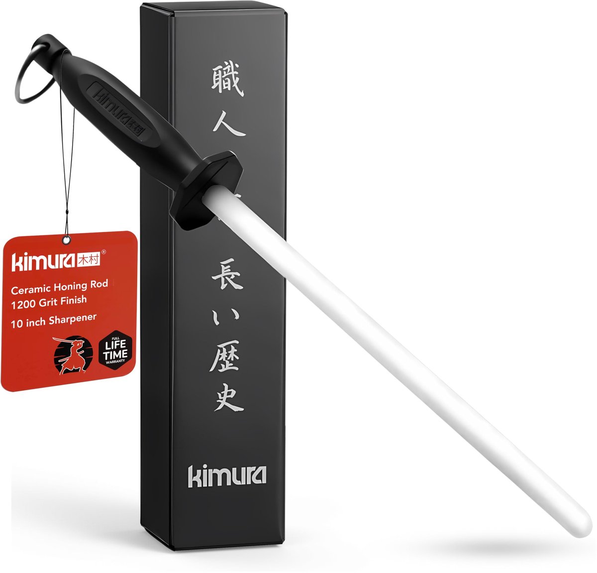 SnelShoppen - Kimura Keramische Aanzetstaal met Handvat, 30 cm, Ideaal voor Keuken, Professioneel en Thuisgebruik, Voor het Onderhouden van Keukenmess