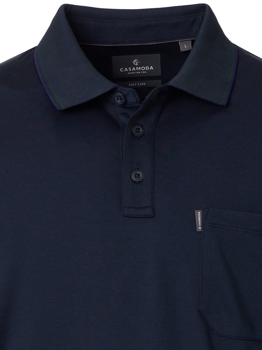 Poloshirt Met Borstzakje 3 Knoops Blauw Casa Moda - S