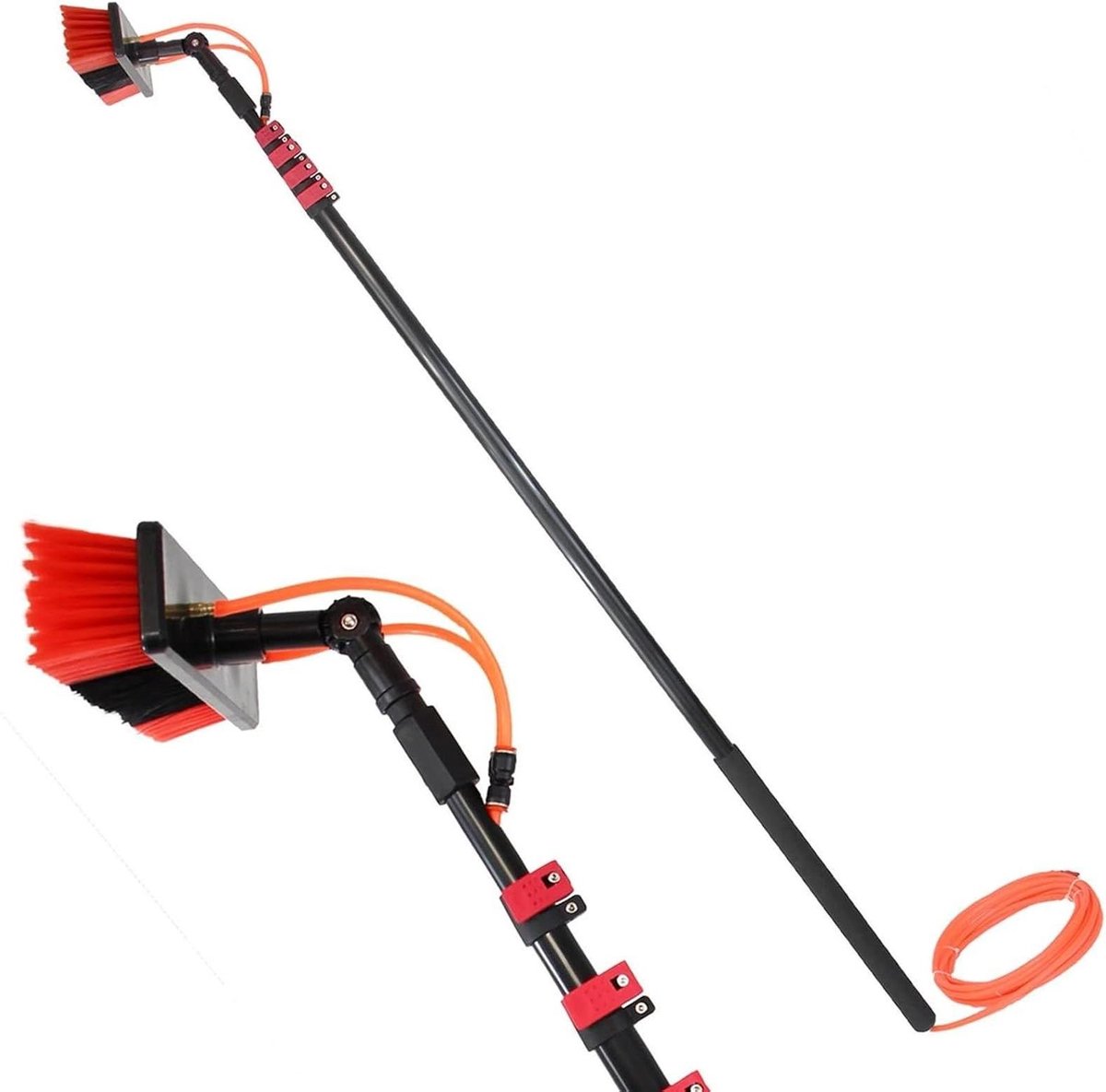 Buitenraamreinigingsset - Telescoopsteel Borstel - Hoge Ramen Wassen - Wateraangedreven Reiniging - 6M - Aluminium